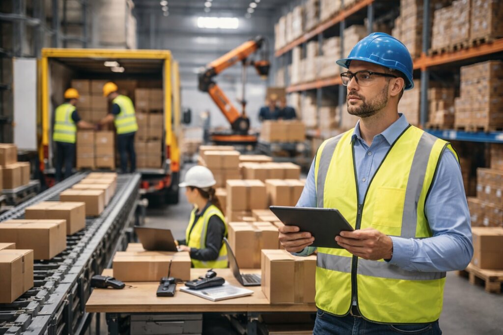 Gestion industrielle et supply chain en entrepôt avec supervision des flux logistiques